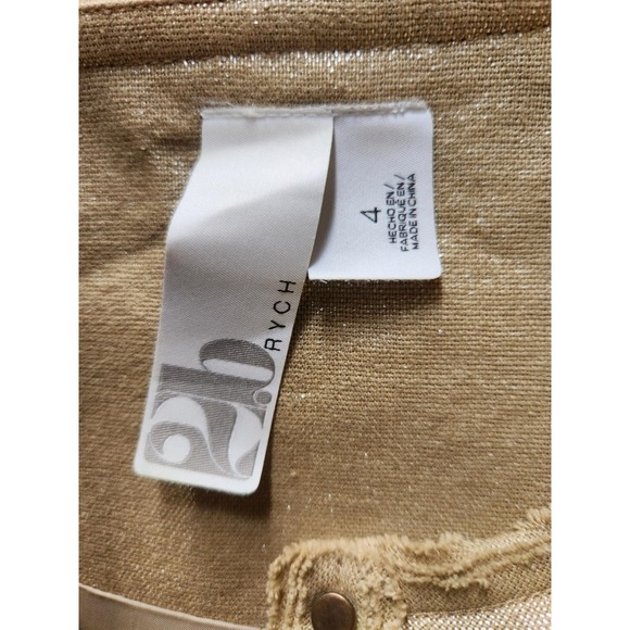 2B.Rych Dress Size 4 Metallic Gold Sparkle Edgy Zipper Pockets Linen Rocker - Picture 13 of 16